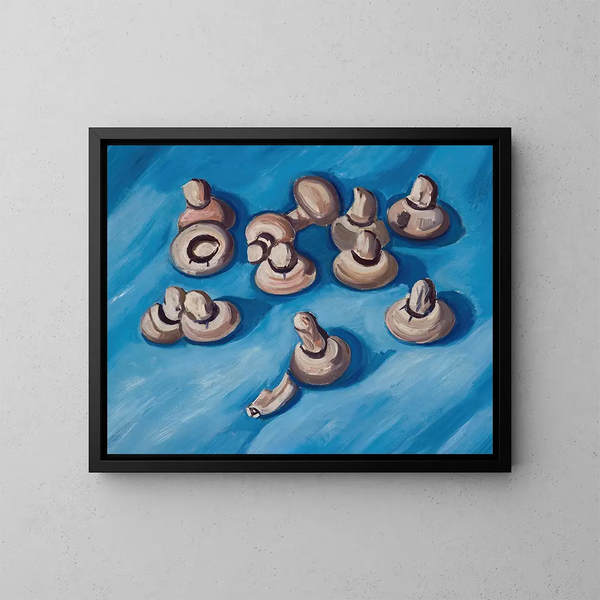 Mushrooms on a Blue Background - Marsden Hartley — framed artwork on a wall