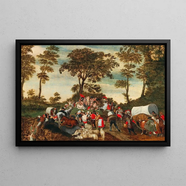 An Allegory of the Mystery of Human Life - Marten van Cleve — framed artwork on a wall