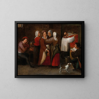 La bénédiction du lit nuptial - Marten van Cleve — framed artwork on a wall