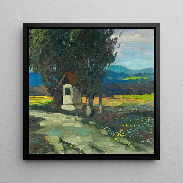 Marterl at the edge of the path - Oskar Mulley — framed artwork on a wall