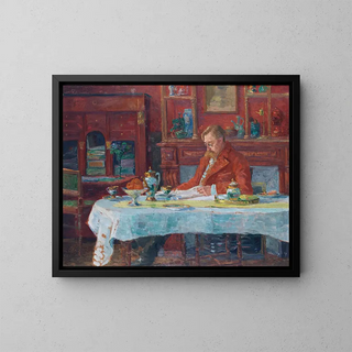 Verhaeren à table - Marthe Massin — framed artwork on a wall