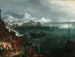 a port scene with many figures in winter - Martin Hermann Faber — artwork view