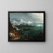a port scene with many figures in winter - Martin Hermann Faber — framed artwork on a wall