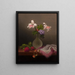 a vase of lilies of the wheat and heliotrope - Martin Johnson Heade — framed artwork on a wall