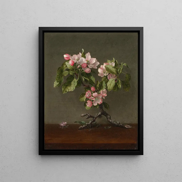 Apple Blossom Painting - Martin Johnson Heade — framed artwork on a wall