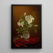 Roses Cherokee in a glass vase - Martin Johnson Heade — framed artwork on a wall