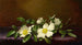 Roses Cherokee sur un tissu violet - Martin Johnson Heade — artwork view