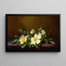 Roses Cherokee sur un tissu violet - Martin Johnson Heade — framed artwork on a wall