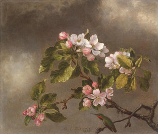 Hummingbird and Apple Blossom Flowers - Martin Johnson Heade — artwork view