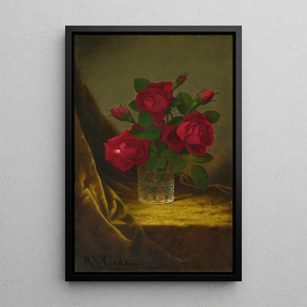Roses Jacqueminot - Martin Johnson Heade — framed artwork on a wall
