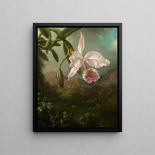 Orchid Flowers Painting - Martin Johnson Heade — framed artwork on a wall