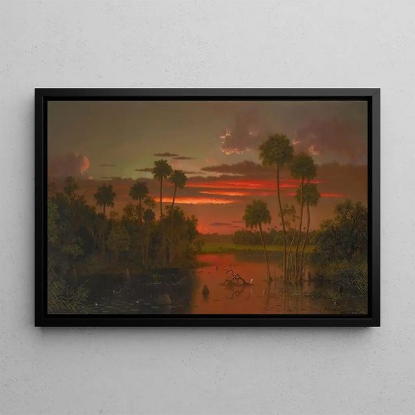 The Grand Sunset in Florida - Martin Johnson Heade — framed artwork on a wall