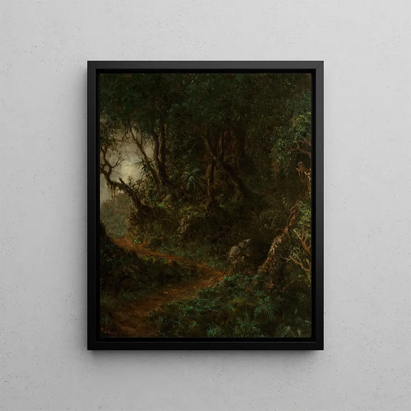 Tropical foliage painting, tropical landscape - Martin Johnson Heade — framed artwork on a wall