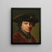 Portrait of a man wearing a hat - Martin Knoller — framed artwork on a wall