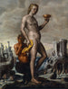 Bacchus painting with a drinking cup accompanied by a satyr - Martin Schermus — artwork view