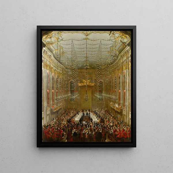Wedding Supper Painting - Martin van Meytens — framed artwork on a wall
