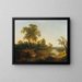 Cavaliers et pêcheurs dans un paysage fluvial - Martin von Molitor — framed artwork on a wall