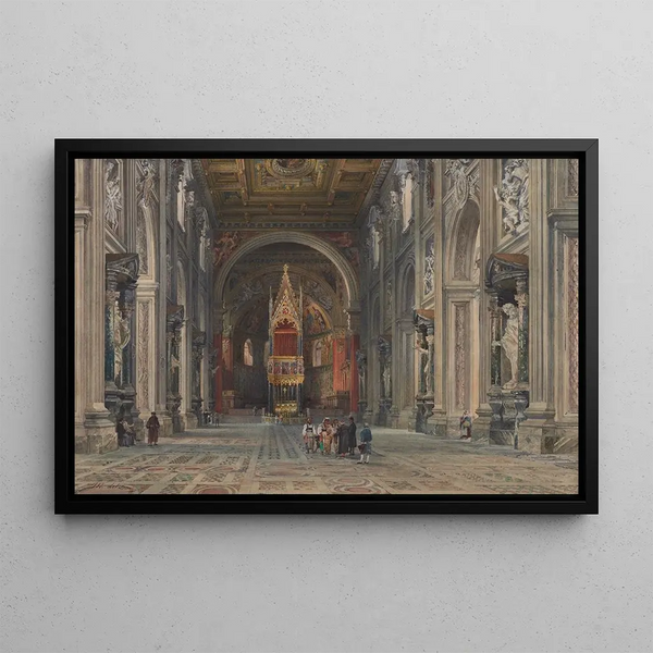 Interior painting of San Giovanni in Laterano, Rome - Martino del Don — framed artwork on a wall