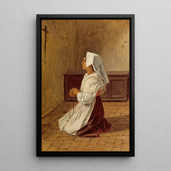 A praying Italian woman - Martinus Rørbye — framed artwork on a wall