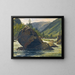 A glacial erratic in the rapids - Martinus Rørbye — framed artwork on a wall