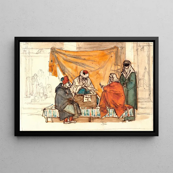 A Turkish notary drafts a marriage contract - Martinus Rørbye — framed artwork on a wall