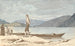 A passageway, figures near boats - Martinus Rørbye — artwork view