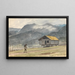 Mountain landscape with cabin and hiker - Martinus Rørbye — framed artwork on a wall
