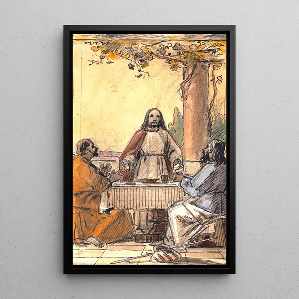 The Christ and the two disciples at Emmaus - Martinus Rørbye — framed artwork on a wall