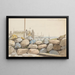 Coastal landscape painting with large rocks in the foreground - Martinus Rørbye — framed artwork on a wall