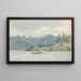 Landscape painting of a lakeside scene with a rowboat, the Krøderen fjord, Norway - Martinus Rørbye — framed artwork on a wall