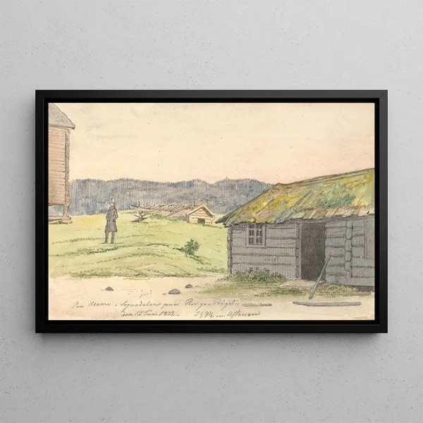 Landscape with Farm - Martinus Rørbye — framed artwork on a wall