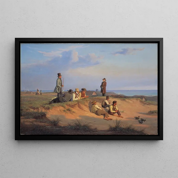 View of Skagen on a Summer Evening in Fine Weather - Martinus Rørbye — framed artwork on a wall