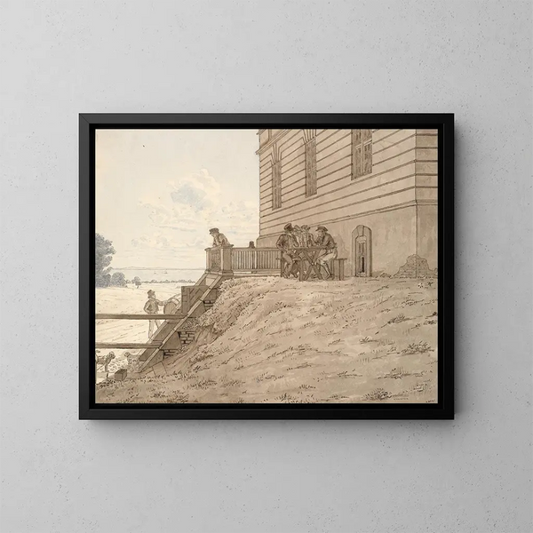 Partie à l'Ermitage avec vue sur la plage - Martinus Rørbye — framed artwork on a wall