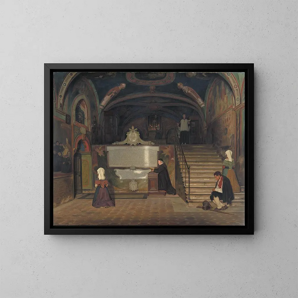 The crypt of the San Benedetto monastery in Subiaco, Italy - Martinus Rørbye — framed artwork on a wall