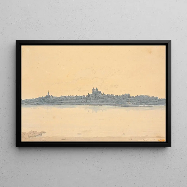 Viborg seen from Asmild Klosterhave near Sønders - Martinus Rørbye — framed artwork on a wall