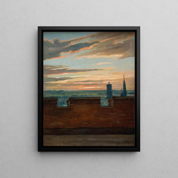 View of Copenhagen at Sunset - Martinus Rørbye — framed artwork on a wall