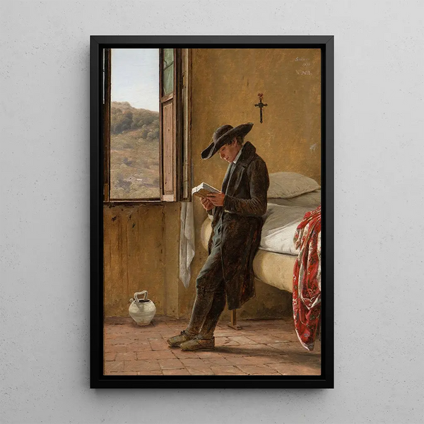 Young clergyman reading - Martinus Rørbye — framed artwork on a wall