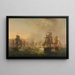 Dutch and British fleet confrontation during the passage of the Dutch flotilla at Boulogne 1804 - Martinus Schouman — framed artwork on a wall