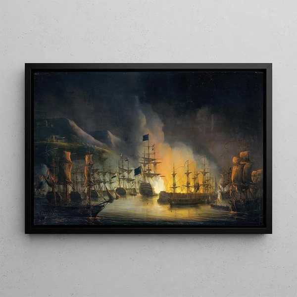 The Bombardment of Algiers August 26-27, 1816 - Martinus Schouman — framed artwork on a wall