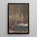 Interior painting with man writing on a sofa behind a table - Martinus van Andringa — framed artwork on a wall
