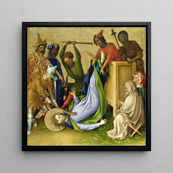 Martyre de Saint Jacques le Jeune - Stefan Lochner — framed artwork on a wall