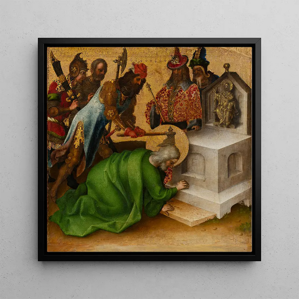 Martyrdom of Saint Matthias - Stefan Lochner — framed artwork on a wall