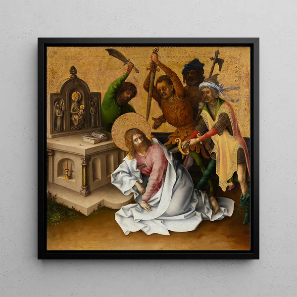 Martyrdom of Saint Matthew - Stefan Lochner — framed artwork on a wall