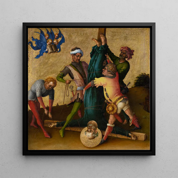 Martyrdom of Saint Peter - Stefan Lochner — framed artwork on a wall