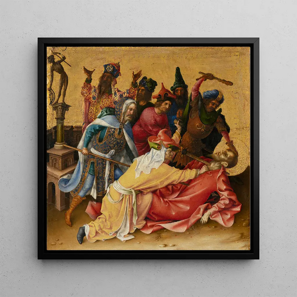 Martyrdom of Saint Thomas - Stefan Lochner — framed artwork on a wall