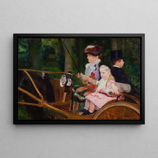 A woman and a girl driving - Mary Cassatt — framed artwork on a wall