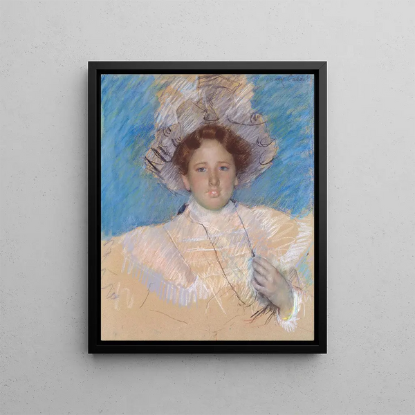 Adaline Havemeyer with a white hat - Mary Cassatt — framed artwork on a wall