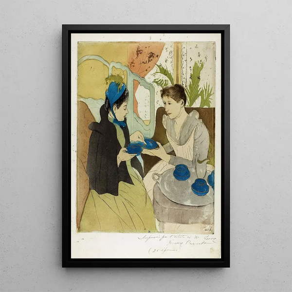 Tea in the Afternoon - Mary Cassatt — framed artwork on a wall