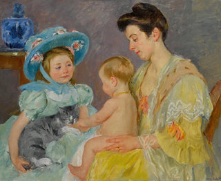 Children playing with a cat - Mary Cassatt — artwork view