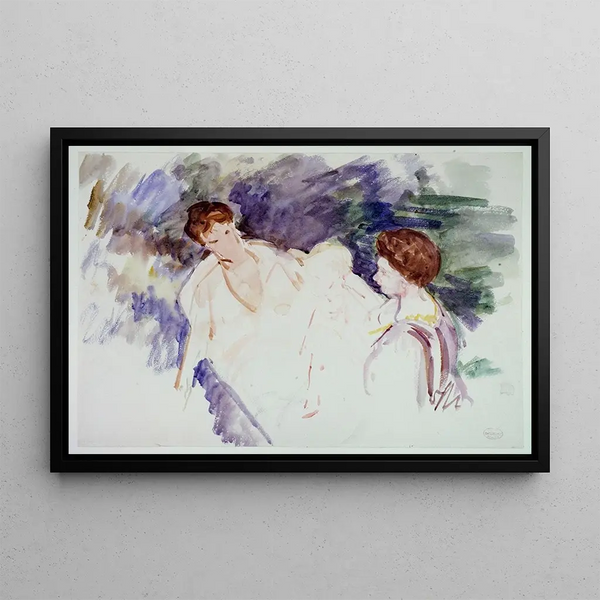 Study for The Bath Two Women and a Child in a Boat - Mary Cassatt — framed artwork on a wall